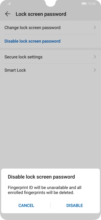 Key in the current phone lock code and press DISABLE. Key in the current phone lock code and press DISABLE.