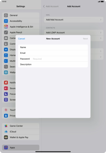 Press Password and key in the password for your email account. Press Password and key in the password for your email account.