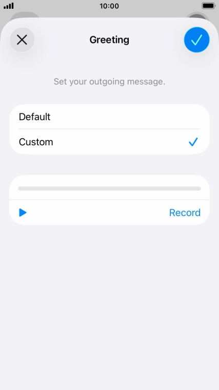 Press the play icon to play your personal greeting. Press the play icon to play your personal greeting.