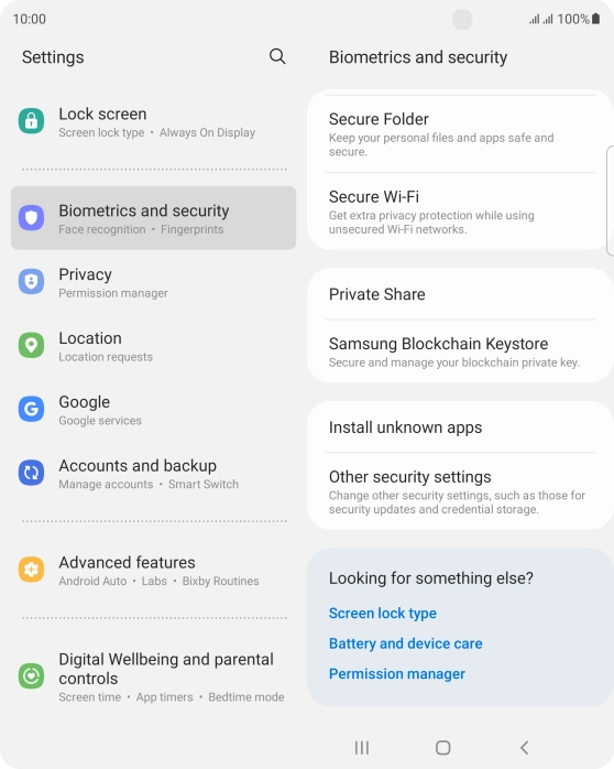 Press Other security settings. Press Other security settings.