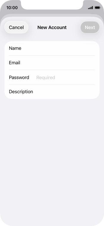Press Password and key in the password for your email account. Press Password and key in the password for your email account.