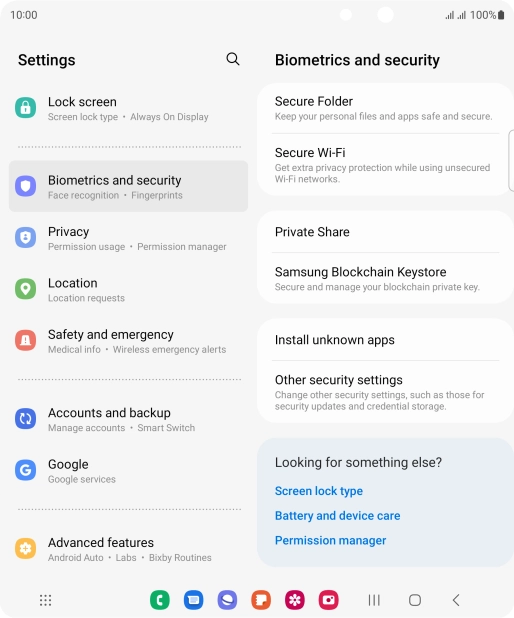 Press Other security settings. Press Other security settings.