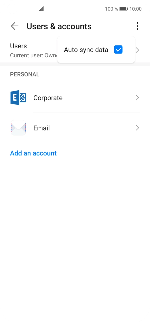 Press Auto-sync data to turn the function on or off. Press Auto-sync data to turn the function on or off.