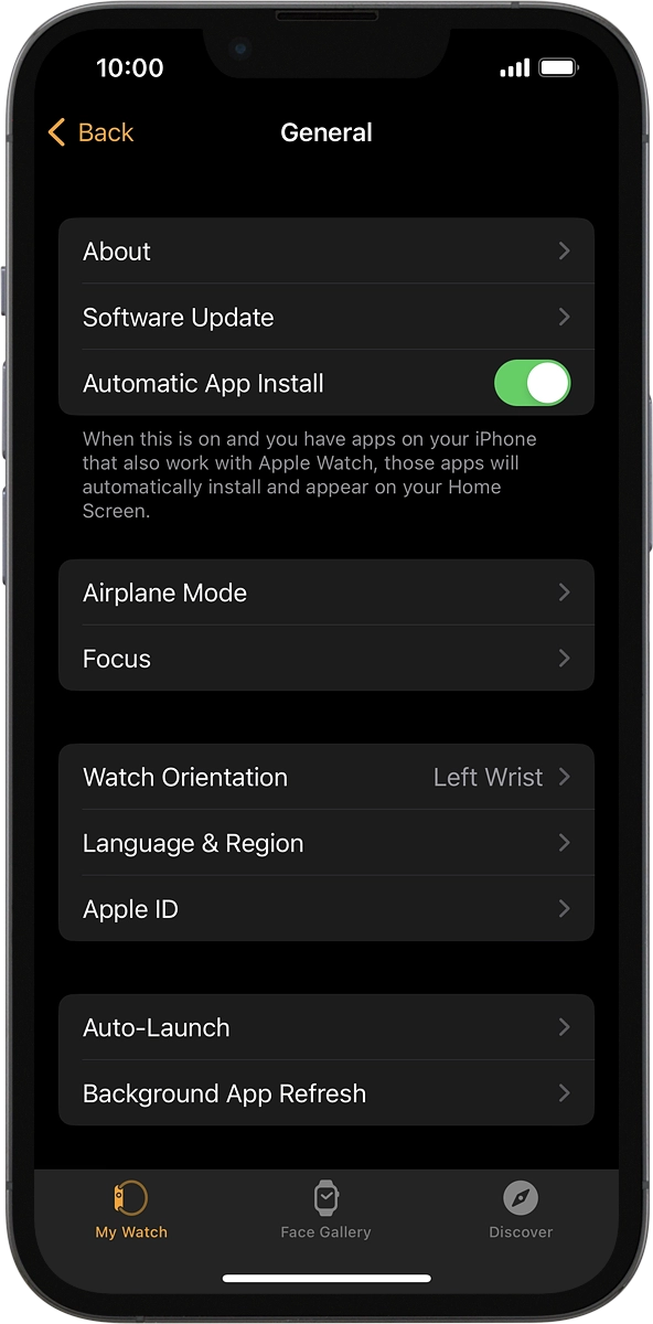 On your phone: Press Software Update. If a new software version is available, it's displayed. Follow the instructions on the screen to update the Apple Watch software. On your phone: Press Software Update. If a new software version is available, it's displayed. Follow the instructions on the screen to update the Apple Watch software.