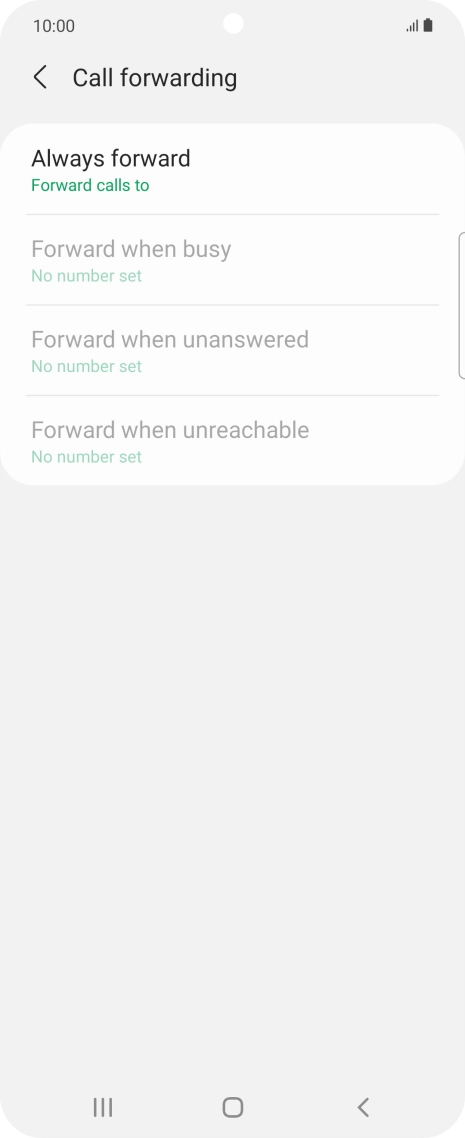 Press the required divert type. Press the required divert type.