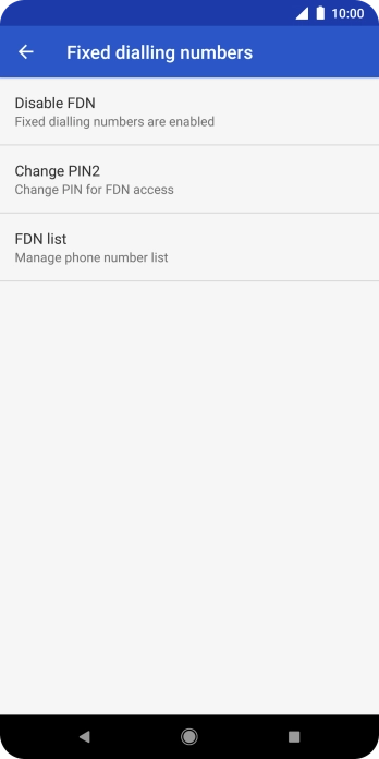Press Disable FDN. Press Disable FDN.