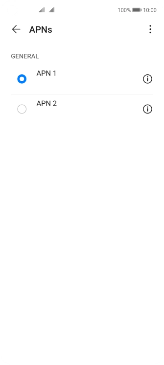 Press the field next to the required data connection to activate it. Press the field next to the required data connection to activate it.