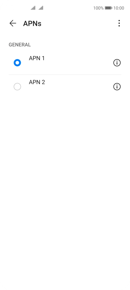 Press the field next to the required data connection to activate it. Press the field next to the required data connection to activate it.