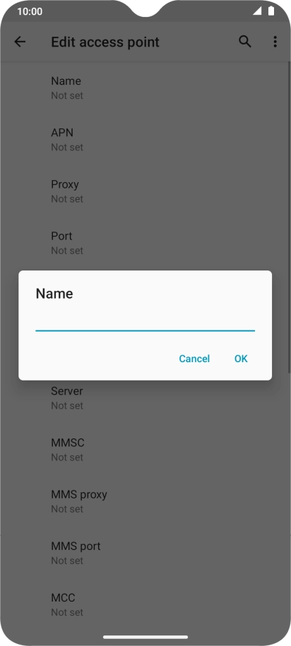 Key in EE Internet and press OK. Key in EE Internet and press OK.