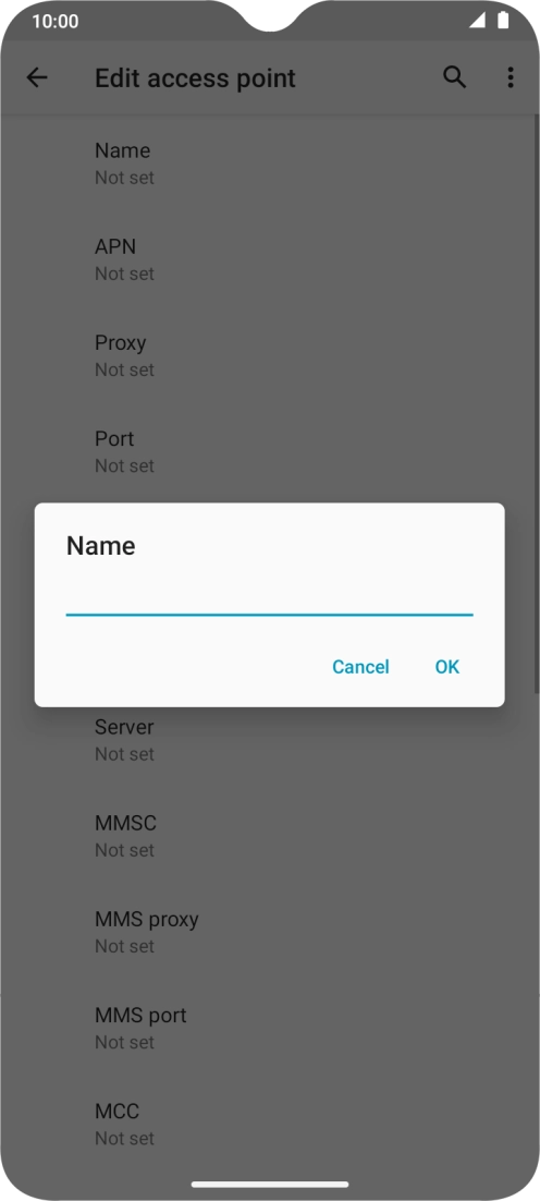 Key in EE Internet and press OK. Key in EE Internet and press OK.