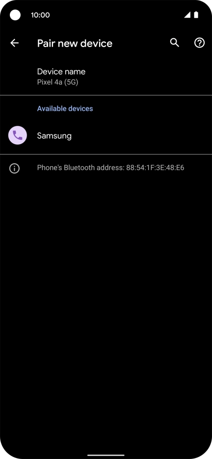 Press the required Bluetooth device and follow the instructions on the screen to pair the device with your phone. Press the required Bluetooth device and follow the instructions on the screen to pair the device with your phone.