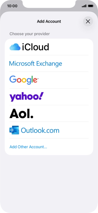 Press Add Other Account.... Press Add Other Account....