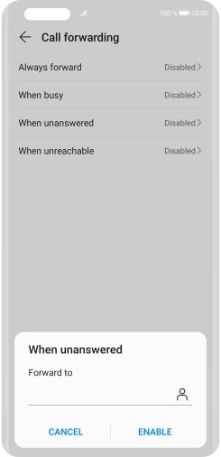 Key in +447953222222 and press ENABLE. Key in +447953222222 and press ENABLE.