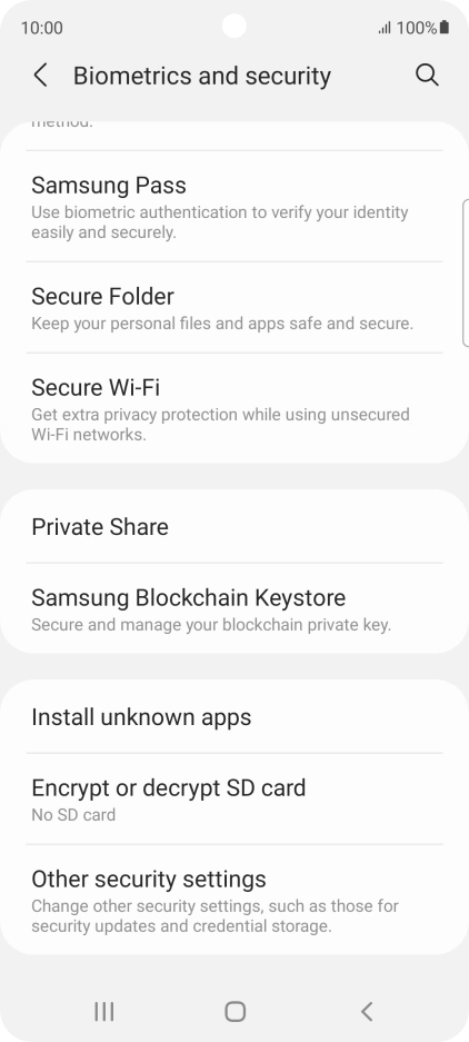 Press Other security settings. Press Other security settings.