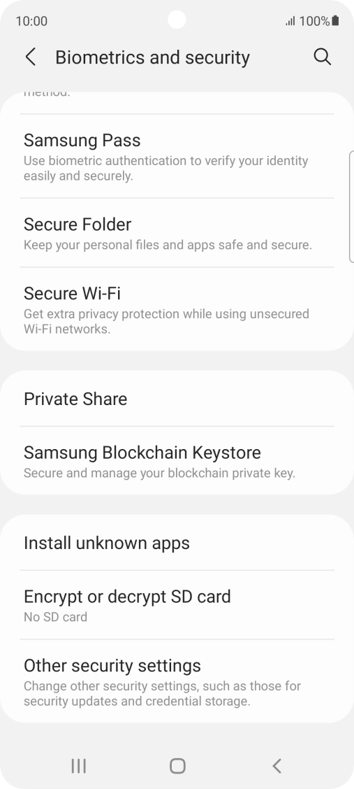 Press Other security settings. Press Other security settings.