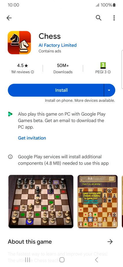 Press Install and follow the instructions on the screen to install the app. Press Install and follow the instructions on the screen to install the app.