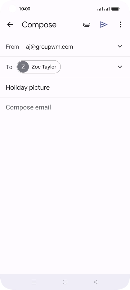 Press the text input field and write the text for your email. Press the text input field and write the text for your email.
