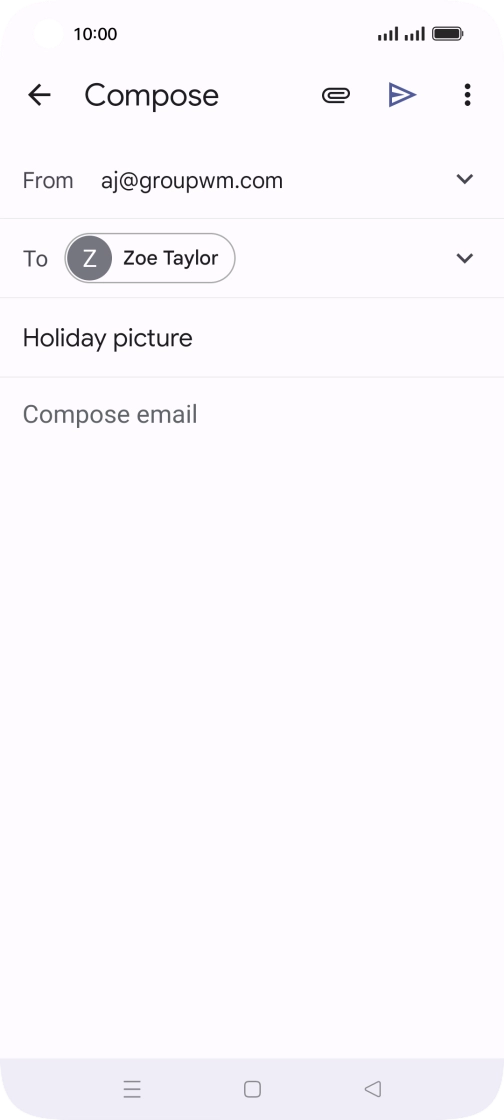 Press the text input field and write the text for your email. Press the text input field and write the text for your email.