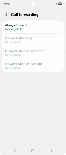 Press the required divert type. Press the required divert type.