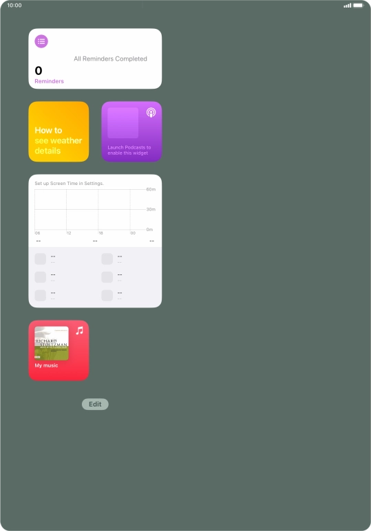 Press and hold the required widget until a pop-up menu is displayed. Press and hold the required widget until a pop-up menu is displayed.