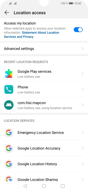 Press Google Location Accuracy. Press Google Location Accuracy.