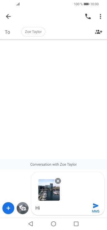 Press the send icon when you've finished your MMS. Press the send icon when you've finished your MMS.