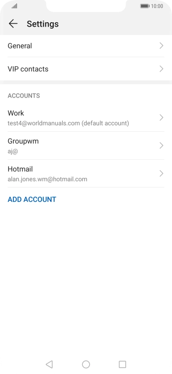 Press the required email account. Press the required email account.