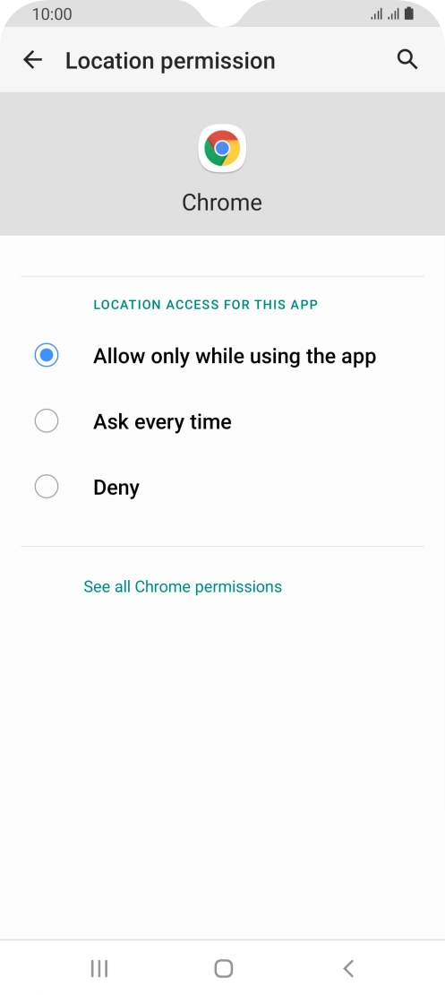 Press the required setting. Press the required setting.