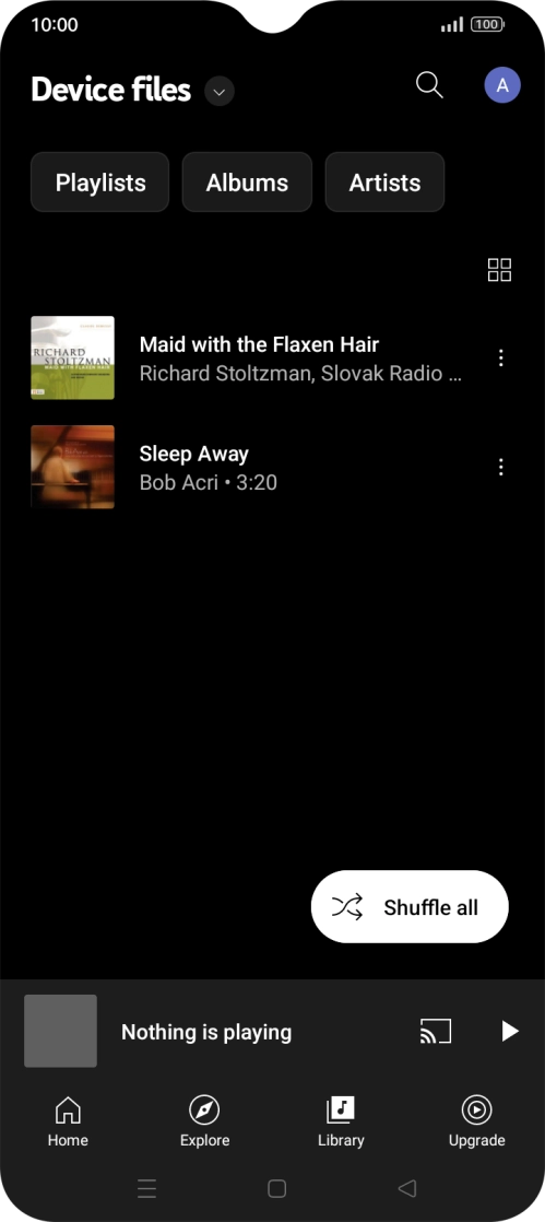 Press the required audio file. Press the required audio file.