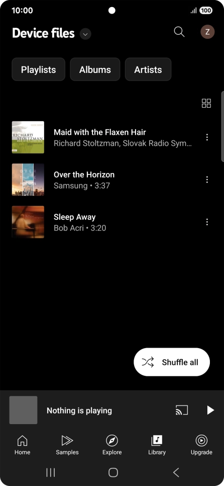 Press the required audio file. Press the required audio file.
