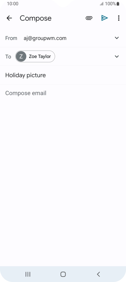 Press the text input field and write the text for your email. Press the text input field and write the text for your email.