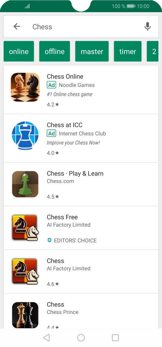 Press the required app. Press the required app.