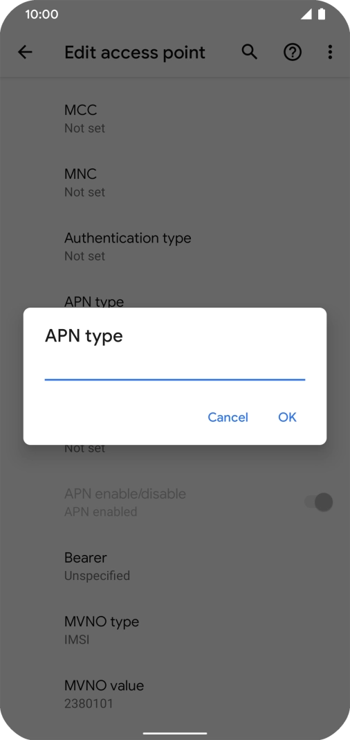 Key in default and press OK. Key in default and press OK.
