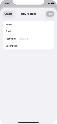 Press Password and key in the password for your email account. Press Password and key in the password for your email account.