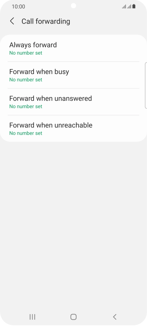 Press the required divert type. Press the required divert type.