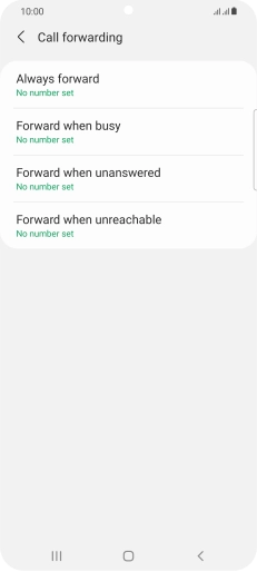 Press the required divert type. Press the required divert type.