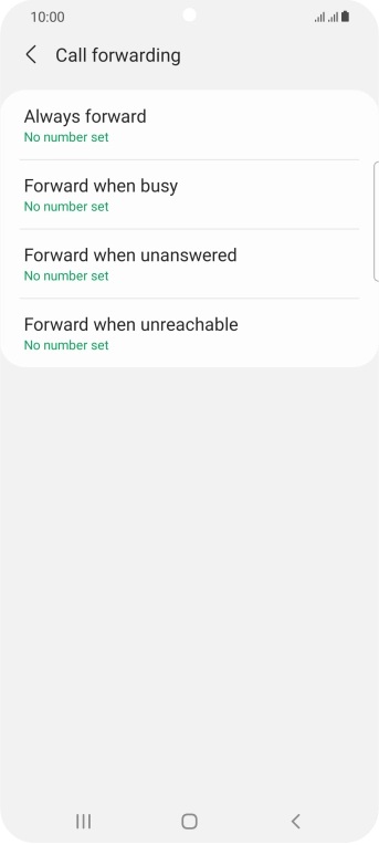 Press the required divert type. Press the required divert type.