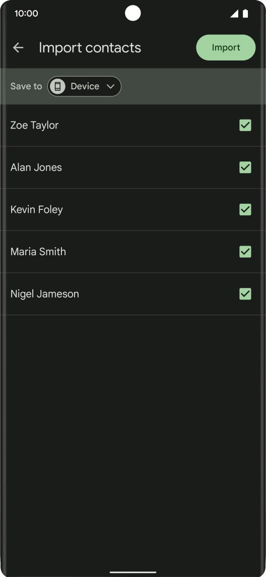 Press the fields next to the required contacts. Press the fields next to the required contacts.