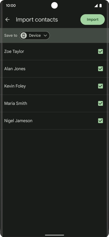 Press the fields next to the required contacts. Press the fields next to the required contacts.