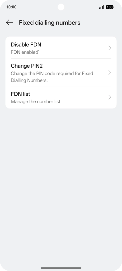 Press Disable FDN. Press Disable FDN.