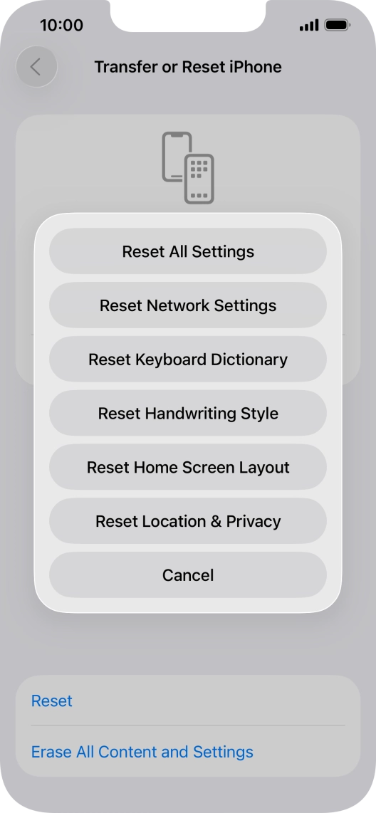 Press Reset All Settings. Press Reset All Settings.