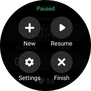 Press Finish to end an activity. Press Finish to end an activity.