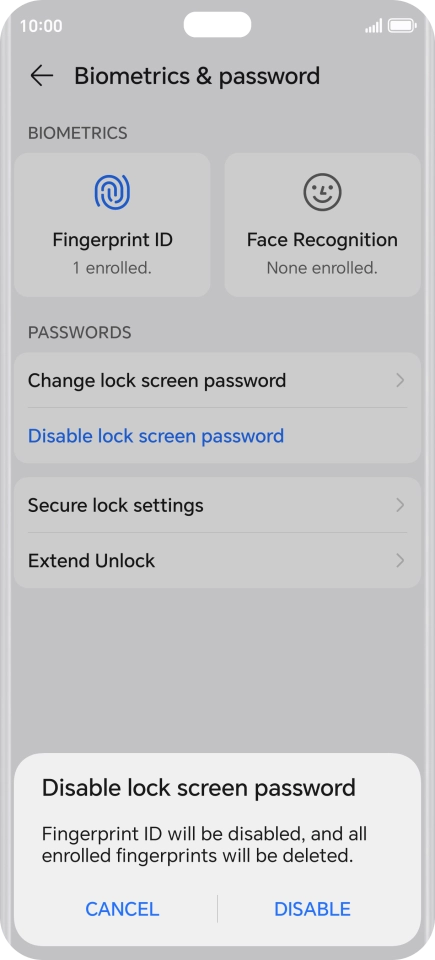 Press DISABLE. Press DISABLE.