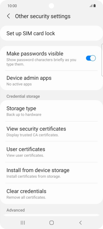Press Set up SIM card lock. Press Set up SIM card lock.