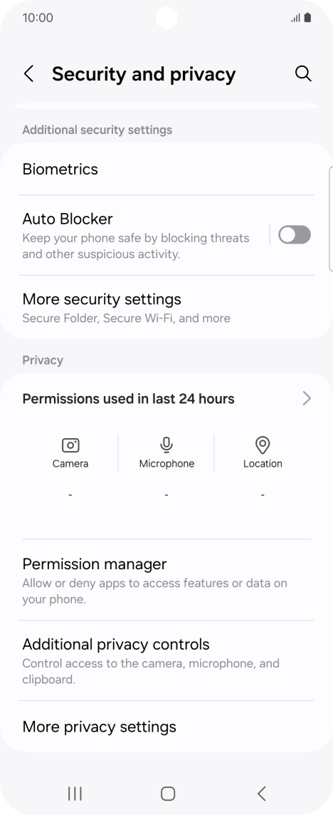 Press More security settings. Press More security settings.