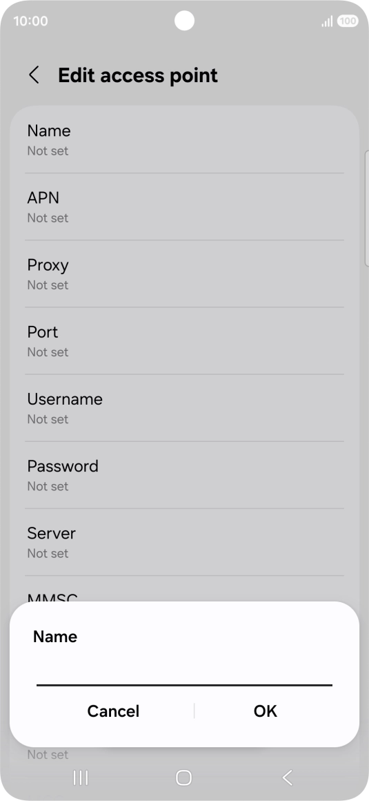 Key in EE Internet and press OK. Key in EE Internet and press OK.
