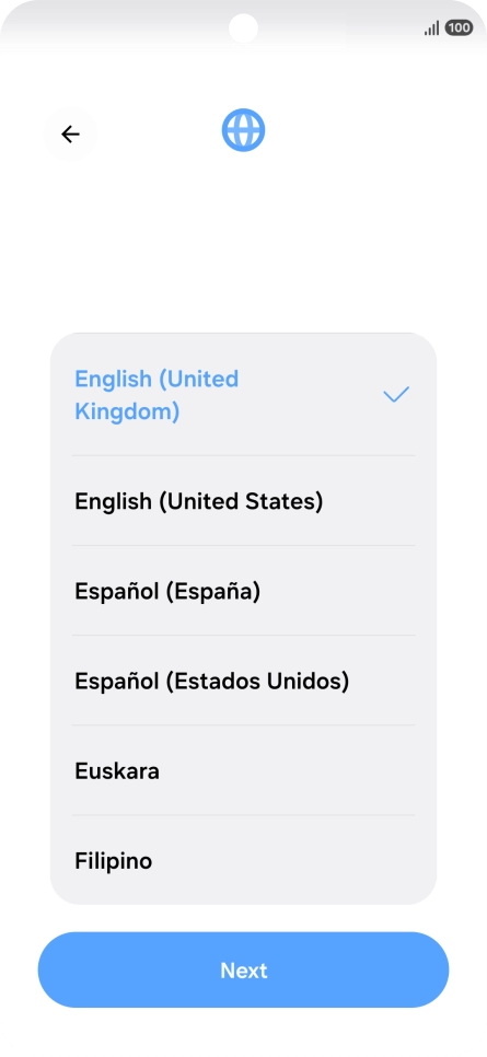 Press the required language. Press the required language.