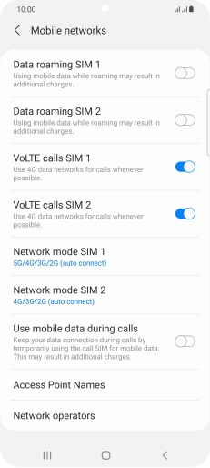 Press Network mode ‹SIM›. Press Network mode ‹SIM›.