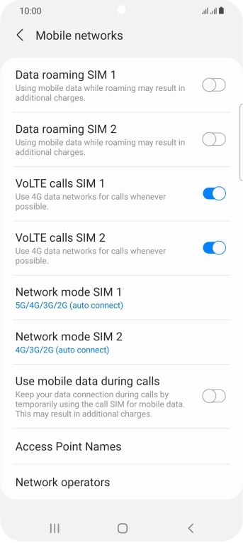 Press Network mode ‹SIM›. Press Network mode ‹SIM›.