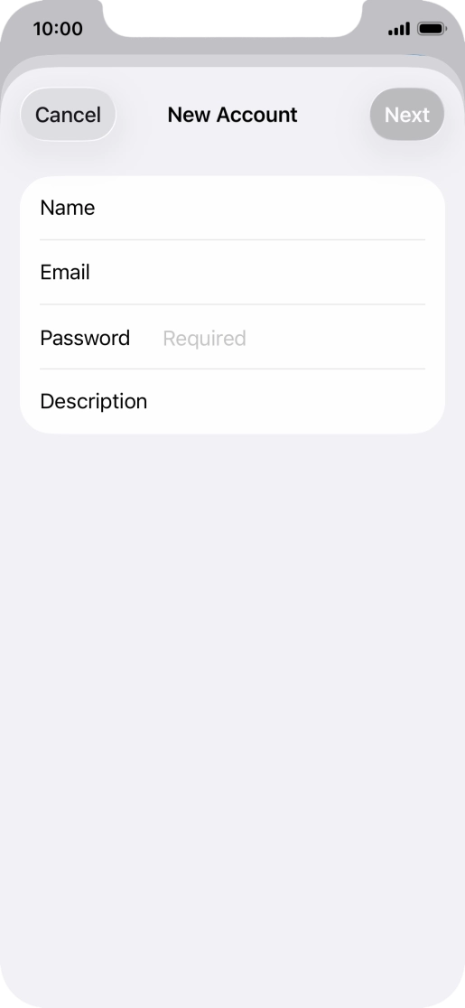 Press Password and key in the password for your email account. Press Password and key in the password for your email account.